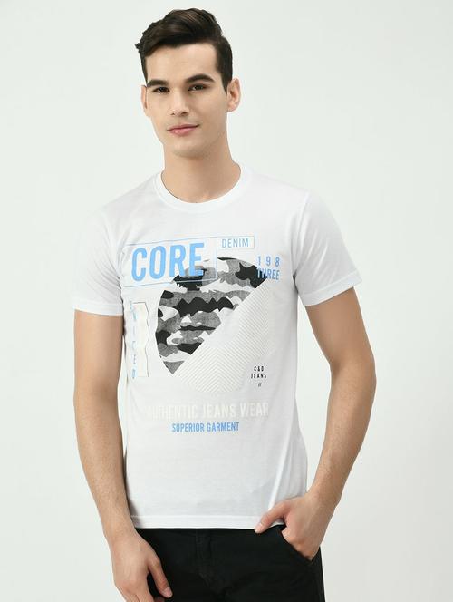 men round neck front print t-shirt - 20959021 - Very Small Image - 1