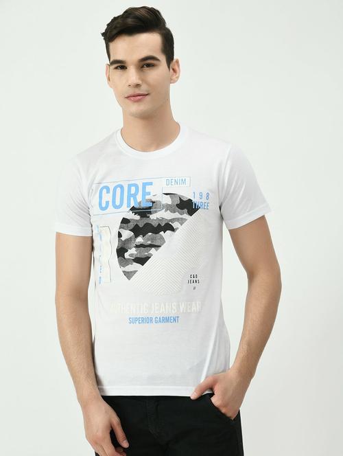 men round neck front print t-shirt - 20959027 - Very Small Image - 1