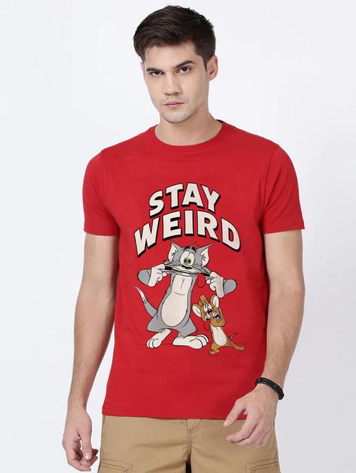 men round neck front print t-shirt - 20959216 - Very Small Image - 1