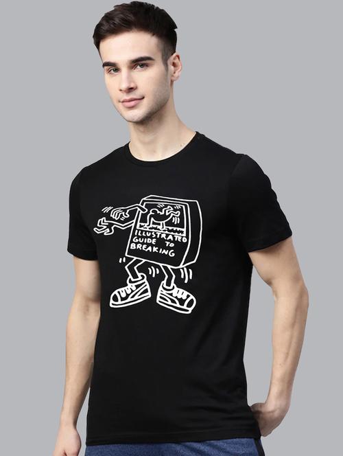 men round neck front print t-shirt - 20959859 - Very Small Image - 1