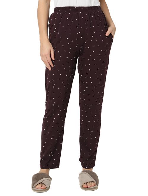 women burgundy printed regular pyjama - 20960228 - Very Small Image - 1