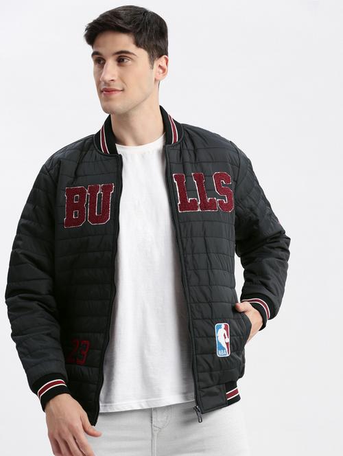 navy blue typographic quilted jacket - 20960650 - Very Small Image - 1