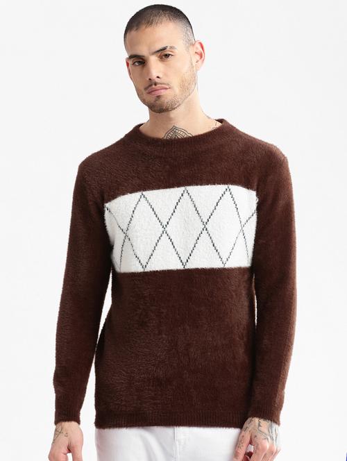 men long sleeved self design pullover - 20960857 - Very Small Image - 1