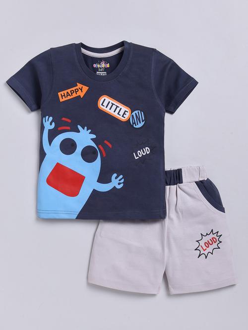 boys round neck graphic printed shorts set - 20961567 - Very Small Image - 1