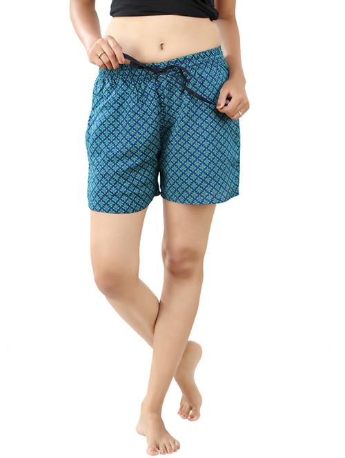 blue printed shorts - 20961761 - Very Small Image - 1