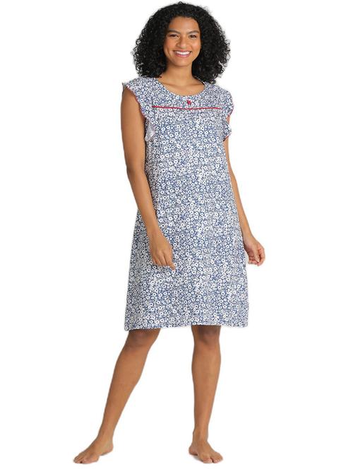 women blue floral printed sleepshirt - 20961884 - Very Small Image - 1