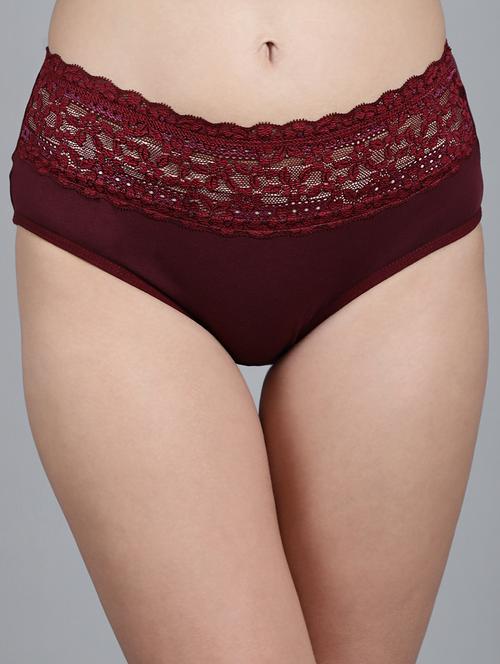 maroon cotton hipster panty - 20962319 - Very Small Image - 1