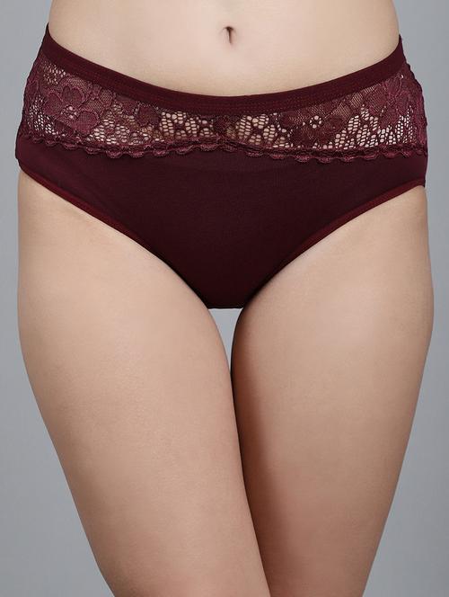 maroon cotton hipster panty - 20962322 - Very Small Image - 1