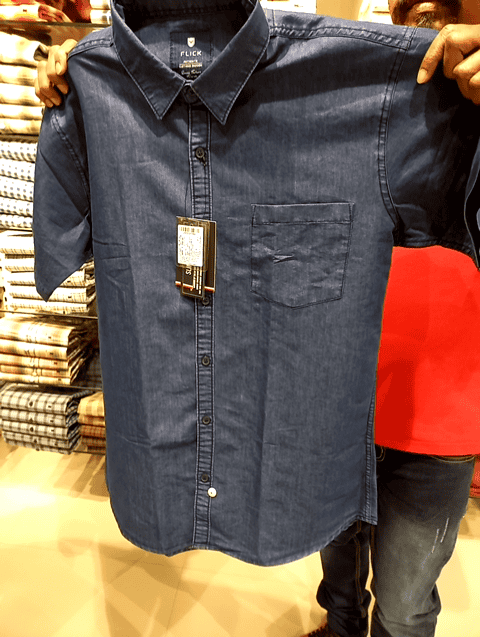 ice blue denim casual shirt - 20962376 - Very Small Image - 1