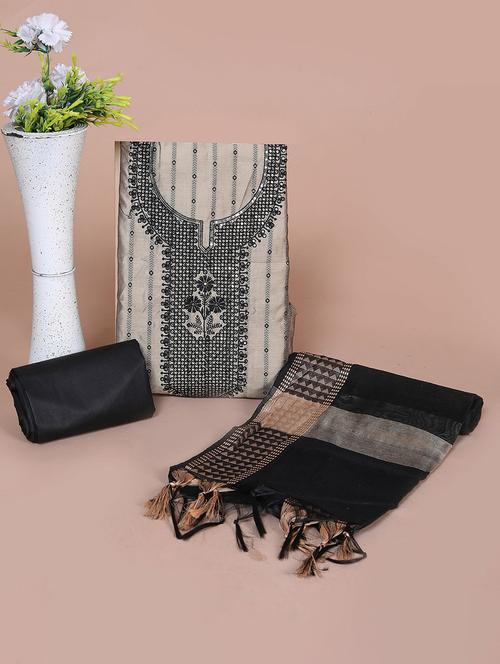 women beige embroidered unstitched suit - 20962653 - Very Small Image - 1