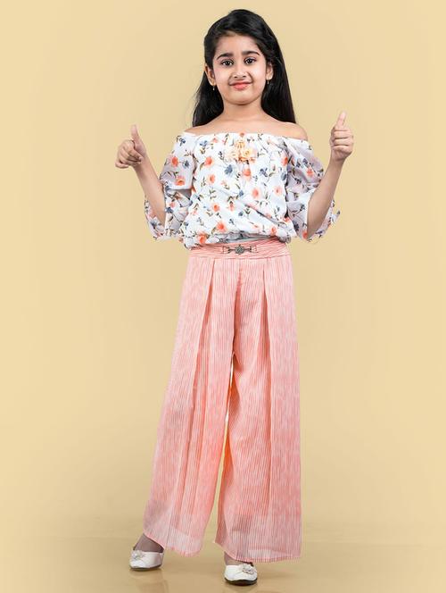 girls off-shoulder floral printed full length set - 20962896 - Very Small Image - 1