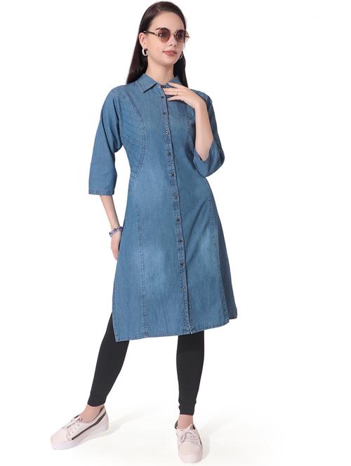 women three quarter sleeve straight kurta - 20963333 - Very Small Image - 1