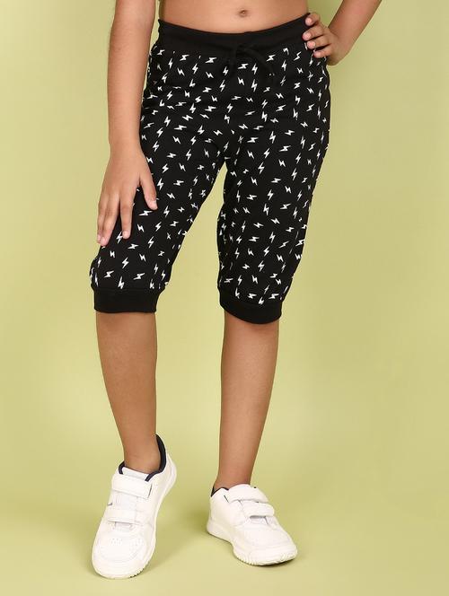girls black printed three-fourth - 20965306 - Very Small Image - 1