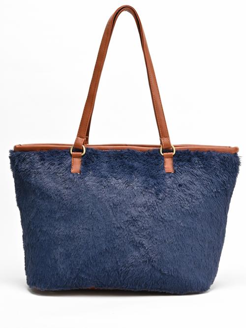 navy blue large faux fur tote bag(bgb23-129) - 20965575 - Very Small Image - 1
