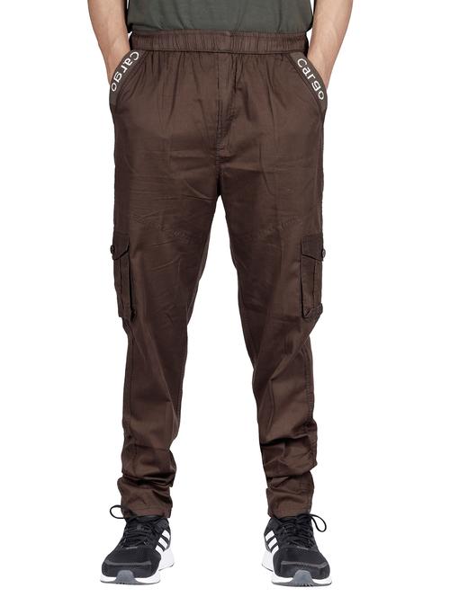 men mid rise solid cargos casual trousers - 20966183 - Very Small Image - 1