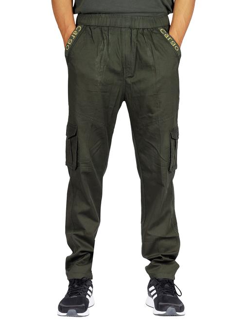 men mid rise solid cargos casual trousers - 20966184 - Very Small Image - 1