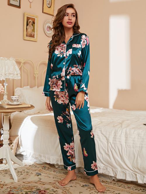 women floral printed nightwear pyjama set - 20967550 - Very Small Image - 1
