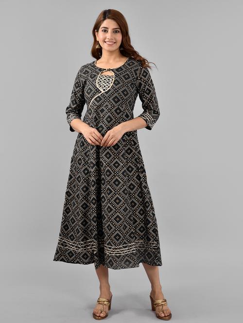 women black key hole neck flared dress - 20968140 - Very Small Image - 1