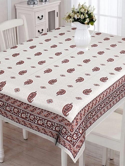 texstylers cotton 280 tc printed 60 x 90 inches 6 seater dining table cloth - 20968164 - Very Small Image - 1