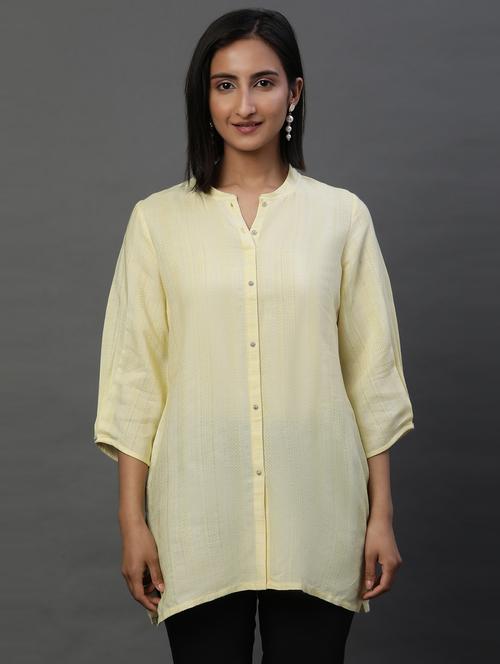 women yellow mandarin neck straight kurti - 20968315 - Very Small Image - 1