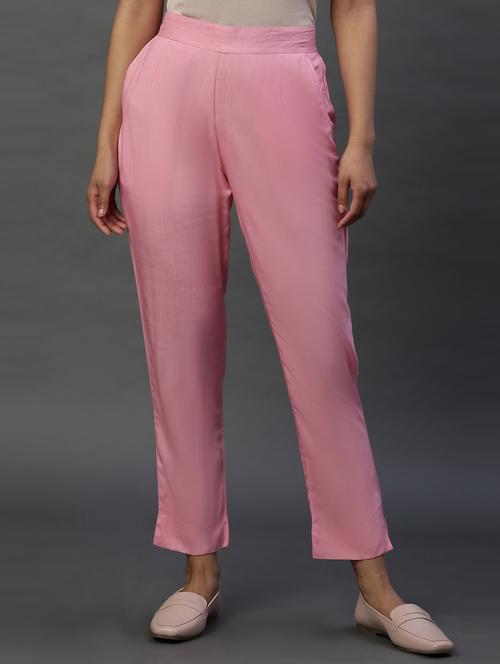 women mid-rise solid flat front trouser - 20968375 - Very Small Image - 1