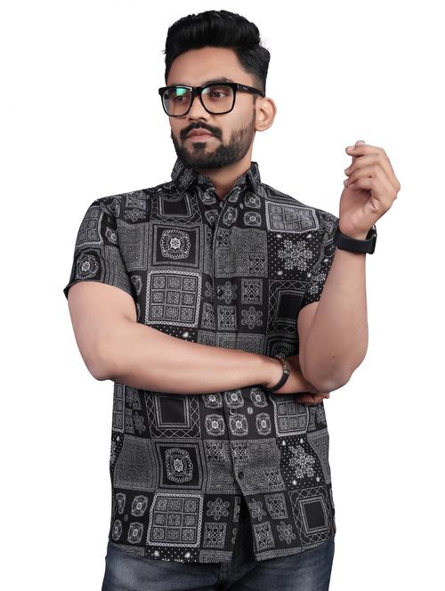 men short sleeved printed casual shirt - 20968568 - Very Small Image - 1