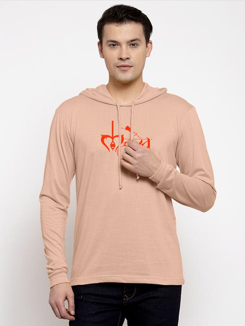 men hood neck chest printed t-shirt - 20968878 - Very Small Image - 1