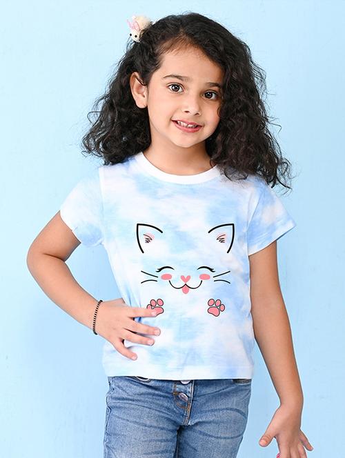 girls light blue printed detailed tee - 20969847 - Very Small Image - 1