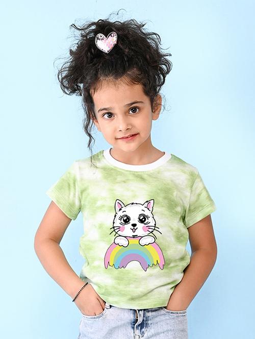girls green printed detailed tee - 20969876 - Very Small Image - 1
