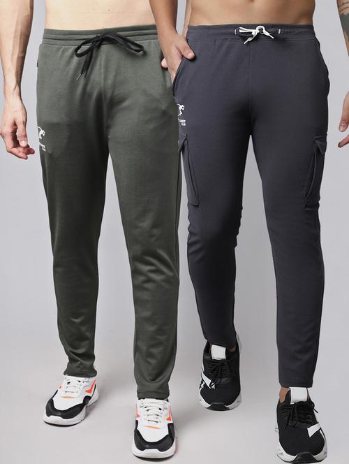 pack of 2 solid ankle length track pants - 20970311 - Very Small Image - 1