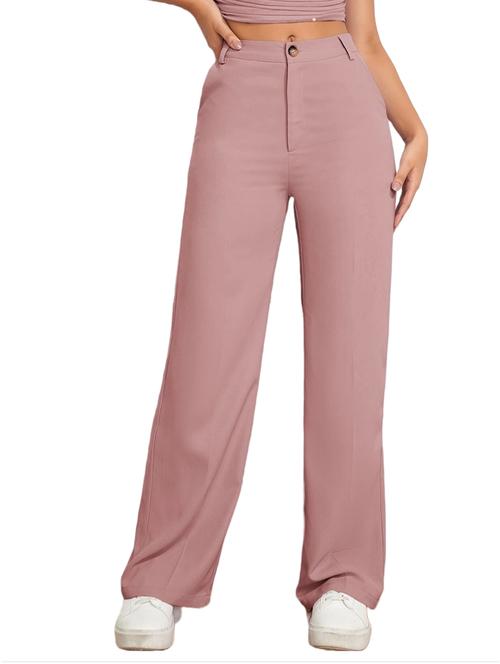 solid mauve flat front casual trouser - 20970402 - Very Small Image - 1