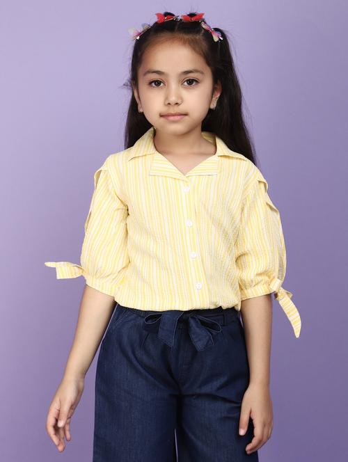 girls yellow stripes shirt - 20970649 - Very Small Image - 1