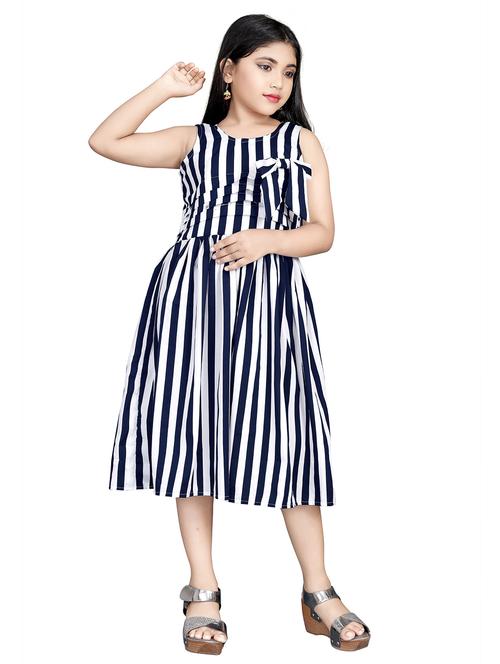 girls blue stripes frock - 20970774 - Very Small Image - 1