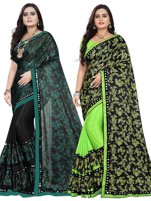 pack of 2 multi colored combo saree - 20971155 - Very Small Image - 1