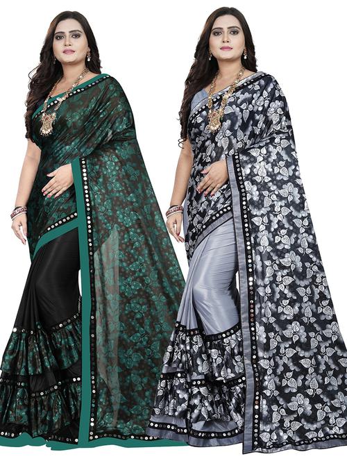 pack of 2 multi colored combo saree with blouse - 20971158 - Very Small Image - 1