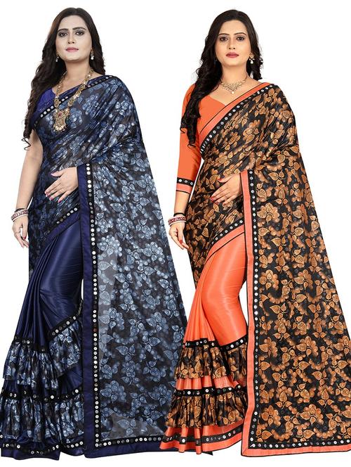 pack of 2 multi colored combo saree - 20971177 - Very Small Image - 1