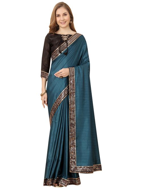 women solid with bordered saree with blouse - 20971253 - Very Small Image - 1