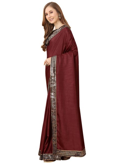 women solid with bordered saree with blouse - 20971254 - Very Small Image - 1