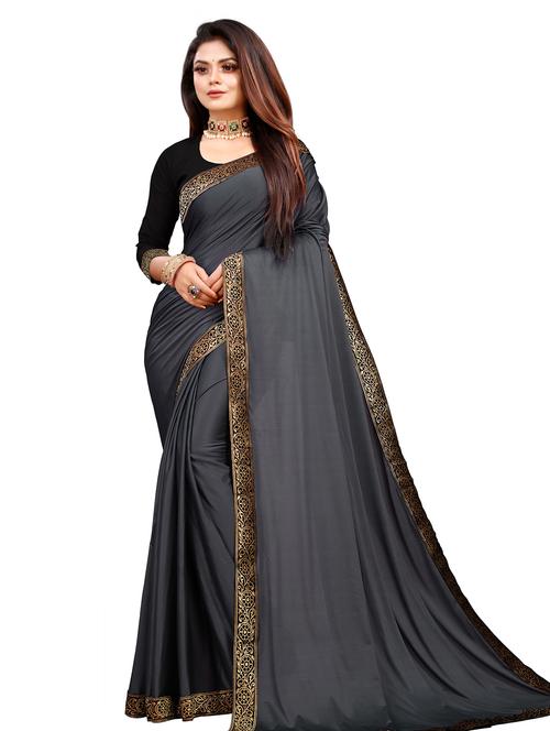 women solid bordered saree with blouse - 20971287 - Very Small Image - 1