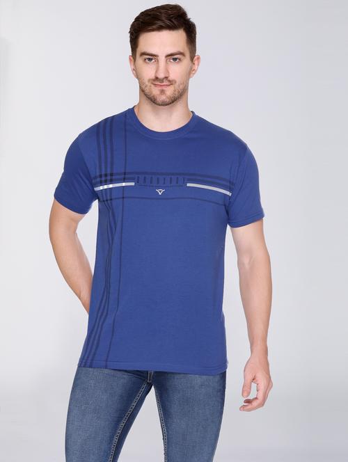 men round neck checkered t-shirt - 20971480 - Very Small Image - 1