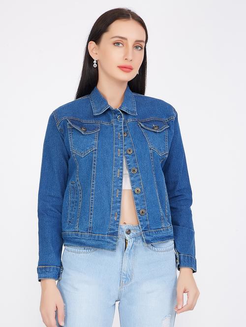 solid light blue regular denim jacket - 20971851 - Very Small Image - 1