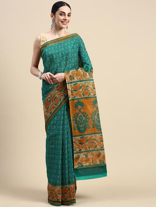 sea green printed saree - 20971939 - Very Small Image - 1