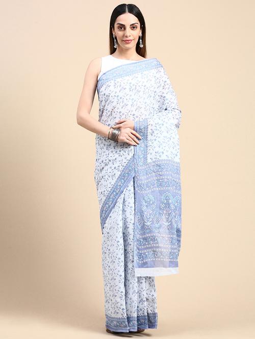 light blue printed saree - 20971945 - Very Small Image - 1