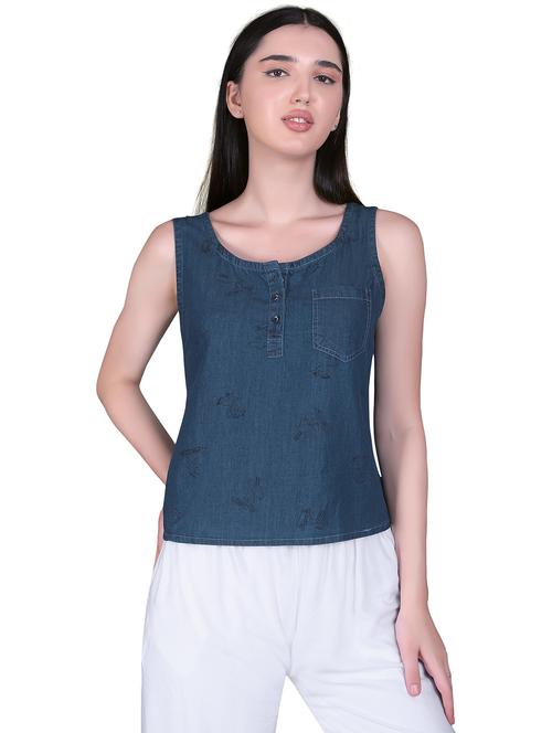 dark blue printed detailed regular top - 20972058 - Very Small Image - 1