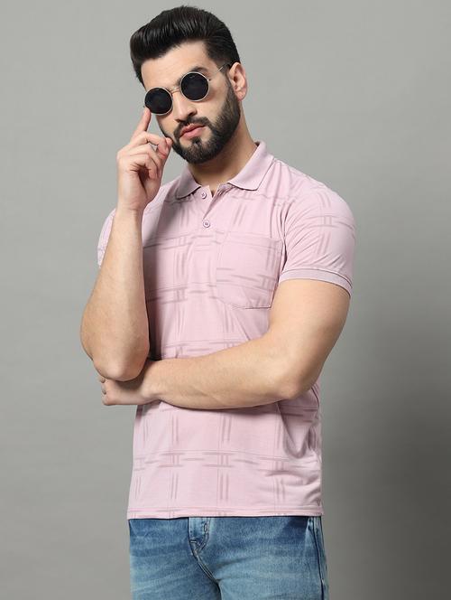 men lavender regular fit checkered polo t-shirt - 20972129 - Very Small Image - 1