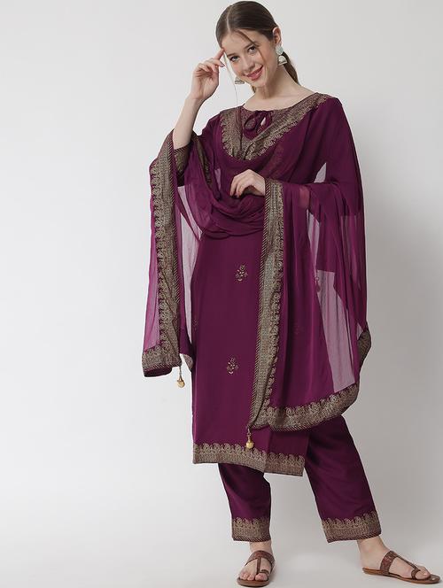 women three quarter sleeve kurta pant set - 20972521 - Very Small Image - 1