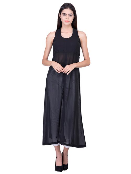 solid black detailed a-line tunic - 20972781 - Very Small Image - 1