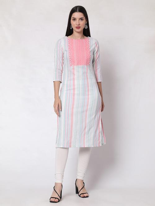 women three quarter sleeve straight kurta - 20972879 - Very Small Image - 1
