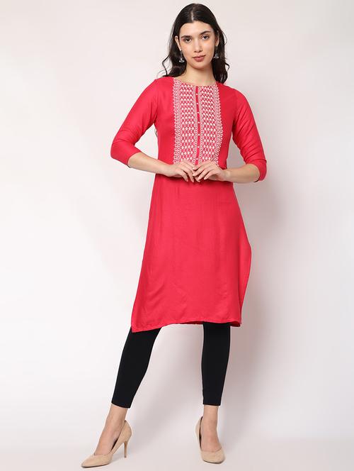 women three quarter sleeve straight kurta - 20972903 - Very Small Image - 1