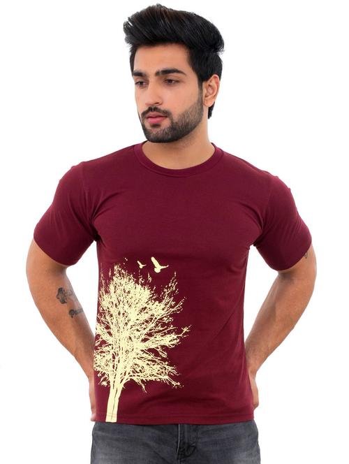 men round neck placement printed t-shirt - 20973043 - Very Small Image - 1